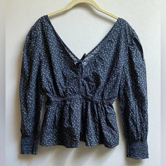 NWT Madewell Tie-Back Peplum Top in Campden Daisies  Sz XS - Picture 4 of 12
